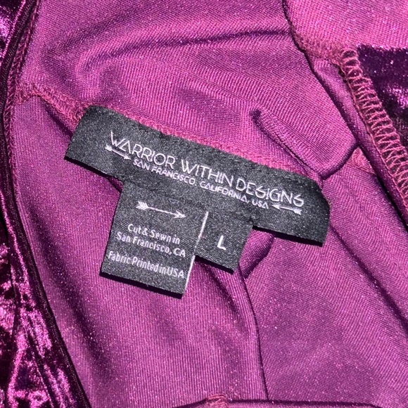 NEW Warrior Within Designs LARGE Women’s Purple Velvet Flare Jumpsuit Onesie - Picture 8 of 10